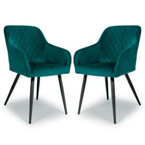 Moua Mint Green Brushed Velvet Dining Chairs In Pair