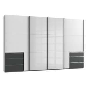 Moyd Mirrored Sliding Wide Wardrobe In White Graphite 4 Doors