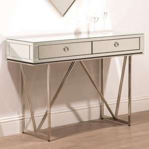 Mpingo Mirrored Console Table With Silver Stainless Steel Frame - UK