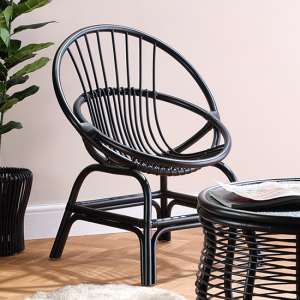 Muenster Round Rattan Accent Chair In Black