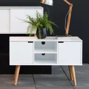 Mulvane Wooden Sideboard With 2 Doors In White - UK