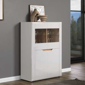Murcia High Gloss Highboard With 2 Doors In White And LED - UK