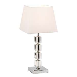 Murford White Fabric Table Lamp In Chrome