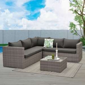 Murkle Fabric Corner Sofa With Coffee Table In Reflex Black - UK