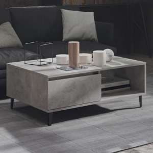 Naava Wooden Coffee Table With 1 Door In Concrete Effect