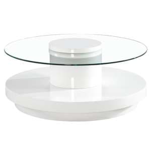 Nacala Clear Glass Coffee Table With White High Gloss Base - UK