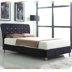 Nadie Linen Fabric Double Bed In Black With White Piping - UK