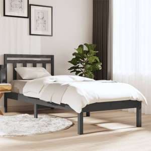 Naida Solid Pinewood Single Bed In Grey