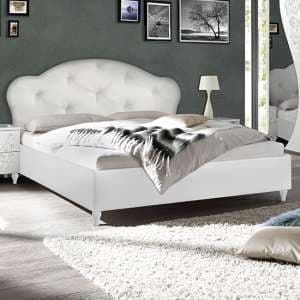 Naihati Wooden King Size Bed In White - UK