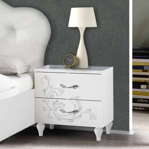 Naihati Wooden White Bedside Cabinets In Pair - UK
