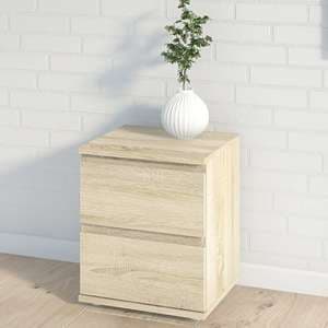 Naira Wooden Bedside Cabinet In Oak With 2 Drawers - UK