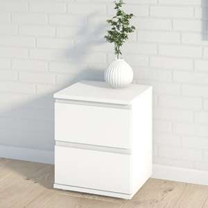 Naira Wooden Bedside Cabinet In White With 2 Drawers - UK