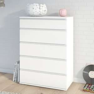 Naira Wooden Chest Of Drawers In White With 5 Drawers - UK