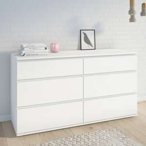 Naira Wooden Chest Of Drawers In White With 6 Drawers - UK