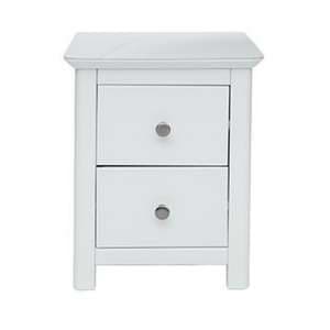 Newham Glass Top Bedside Cabinet In White With 2 Drawers - UK