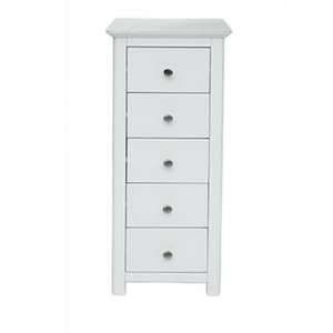 Newham Glass Top Narrow Chest Of Drawers With 5 Drawers - UK