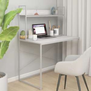 Nakano Wooden Laptop Desk With Shelf In White - UK