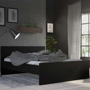 Nakou Wooden Double Bed In Matt Black - UK