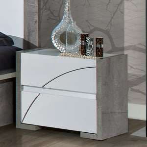 Namilon Wooden Bedside Cabinet In White And Grey Marble Effect