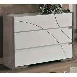 Namilon Wooden Chest Of Drawers In White And Grey Marble Effect - UK