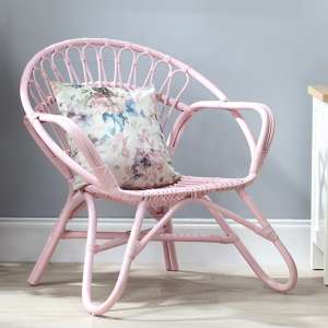 Nanding Rattan Accent Armchair In Pink