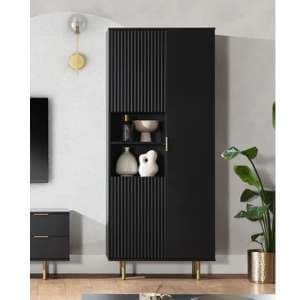 Naples Wooden Display Cabinet With 2 Doors In Black - UK