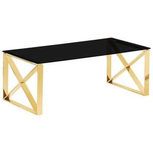 Nardo Black Glass Coffee Table With Gold Metal Frame - UK