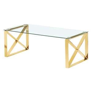 Nardo Clear Glass Coffee Table With Gold Stainless Steel Frame