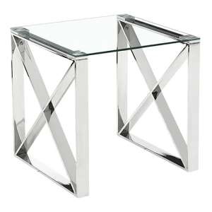 Nardo Clear Glass Lamp Table With Silver Metal Frame