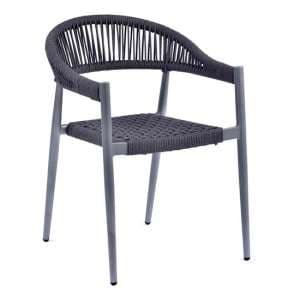Nardo Rope Weave Arm Chair In Grey With Metal Frame - UK
