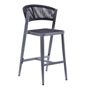 Nardo Rope Weave Bar Chair In Grey With Metal Frame - UK