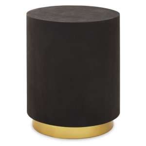 Narre Round Wooden Side Table With Gold Base In Black - UK