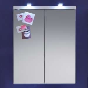 Narto LED Bathroom Mirrored Cabinet In White High Gloss - UK