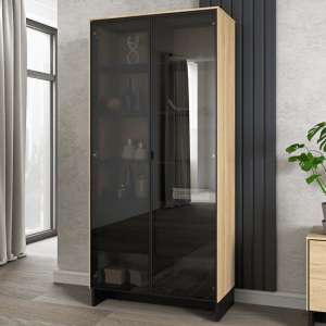 Narva Display Cabinet 2 Doors Tall In Mountain Ash With LED - UK