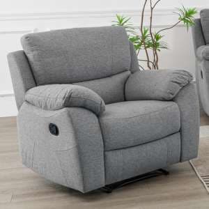 Narva Manual Recliner Fabric 1 Seater Sofa In Grey - UK