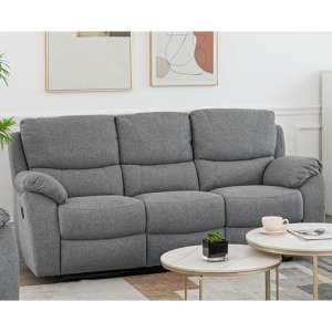 Narva Manual Recliner Fabric 3 Seater Sofa In Grey - UK