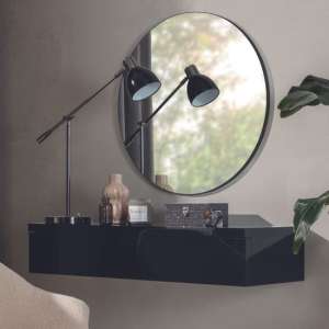 Narva Wooden Floating Dressing Table And Wall Mirror In Black - UK
