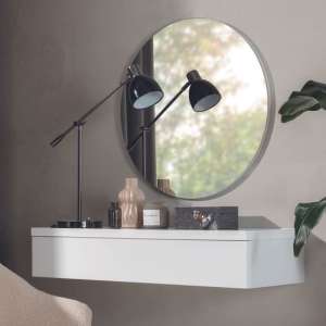 Narva Wooden Floating Dressing Table And Wall Mirror In White - UK