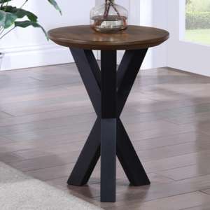 Narva Wooden Lamp Table Round In Walnut - UK