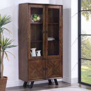 Narva Wooden Large Bookcase With 2 Doors In Walnut - UK