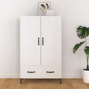 Narvel High Gloss Highboard With 2 Doors 1 Drawer In White
