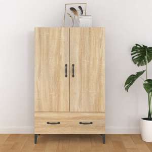Narvel Wooden Highboard With 2 Doors 1 Drawer In Sonoma Oak
