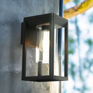 Nash Outdoor Wall Light In Black With Clear Glass