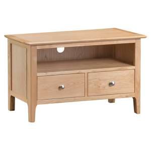 Nassau Wooden 2 Drawers And Shelf TV Stand In Natural Oak - UK