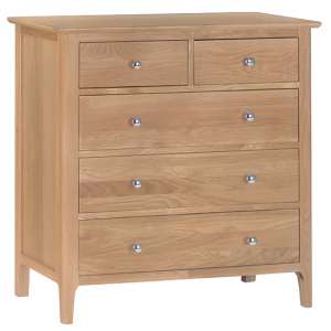 Nassau Wooden Chest Of 5 Drawers In Natural Oak - UK