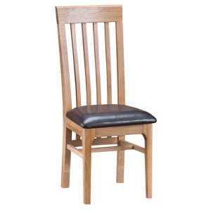 Nassau Wooden Dining Chair In Natural Oak With Leather Seat