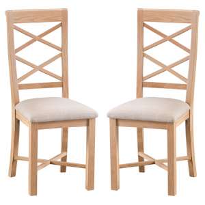 Nassau Natural Oak Double Cross Back Dining Chair In Pair