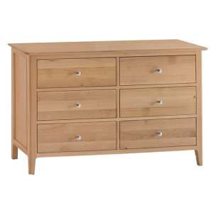 Nassau Wide Wooden Chest Of 6 Drawers In Natural Oak - UK