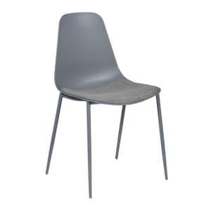 Naxos Metal Dining Chair In Grey Fabric Seat - UK