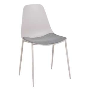Naxos Metal Dining Chair In Stone Fabric Seat - UK